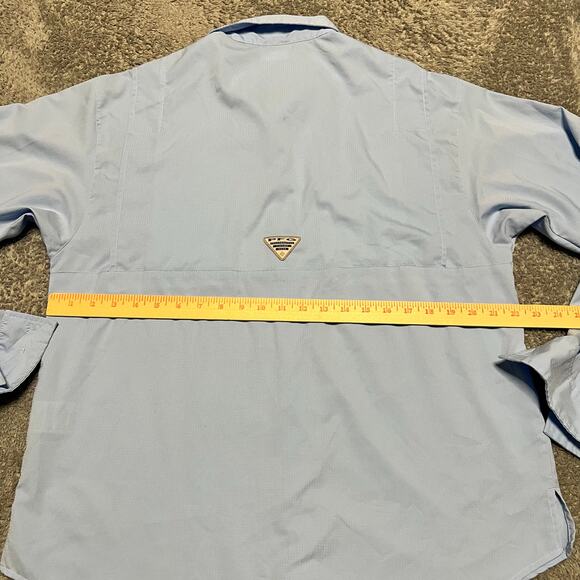 Columbia Shirt Mens Medium Light Blue PFG Performance Fishing Ling Sleeve - Picture 4 of 7